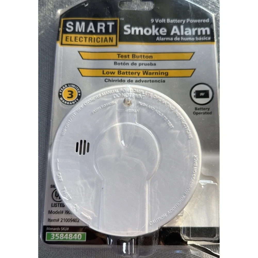 2 Smart Electrician Smoke Alarm 9 Volt Model i9030 Battery Operated New